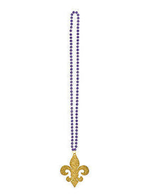 Mardi Gras Fleur de Lis Glitter Necklace