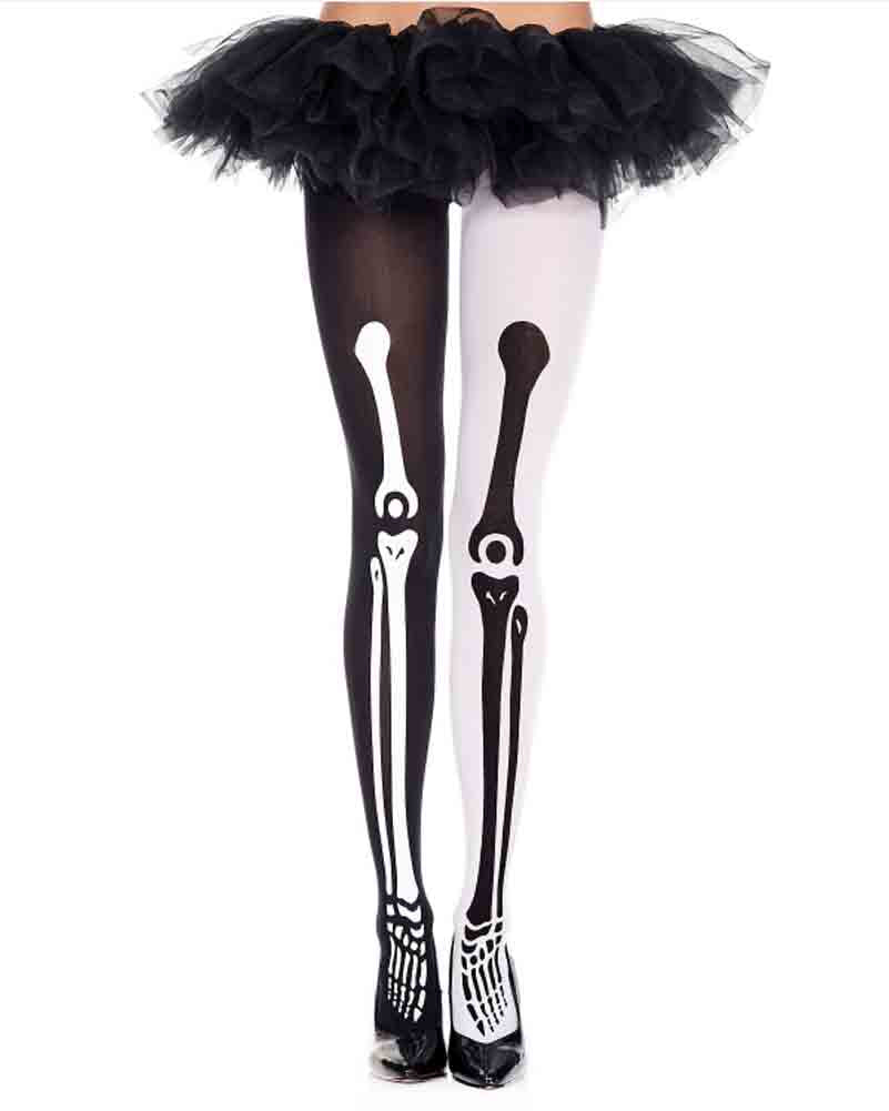Skeleton Mismatch Print Pantyhose For Halloween
