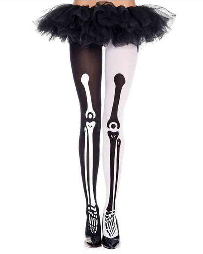 Skeleton Mismatch Print Pantyhose For Halloween