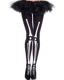 Skeleton Print Tights For Halloween