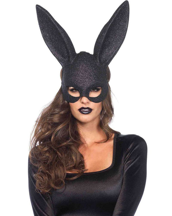 Black Glitter Masquerade Rabbit Mask