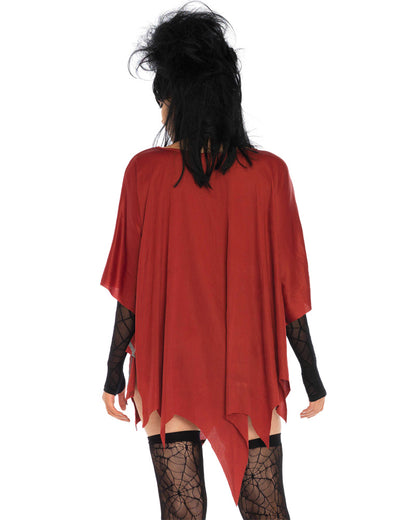 Red Glitter Web Poncho