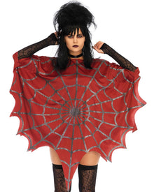 Red Glitter Web Poncho