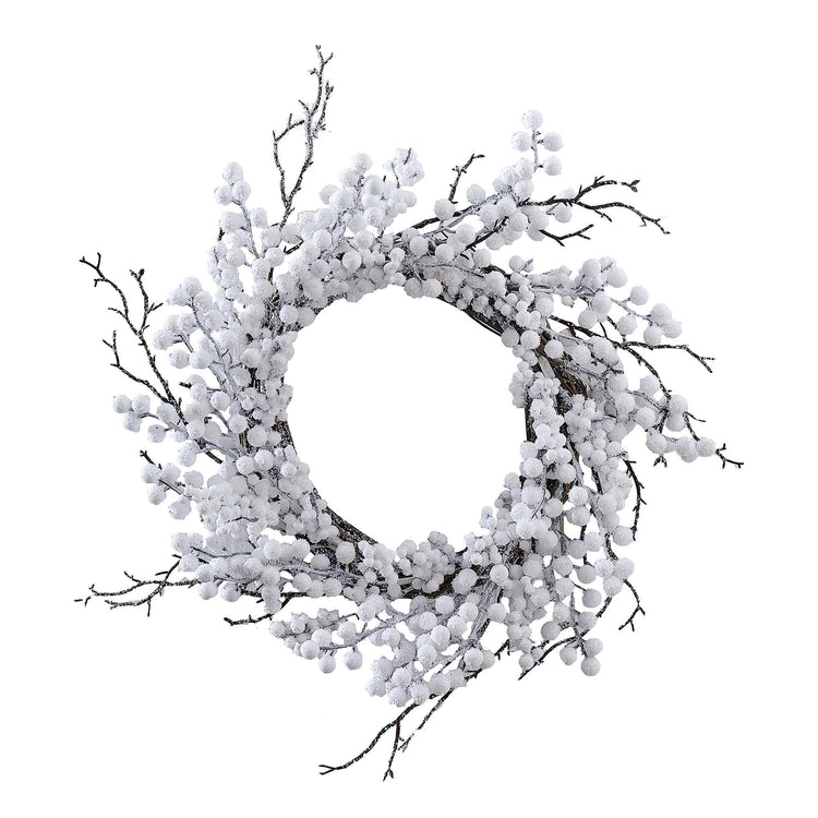 White Christmas Berry Christmas Door Wreath 45cm