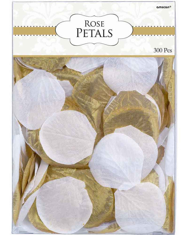 Gold and White Fabric Confetti Rose Flower Petals