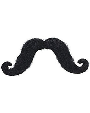 Image of black stick on moustache with curly ends.