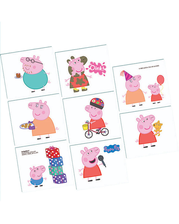 Peppa Pig Party Tattoo Favours Pack of 8