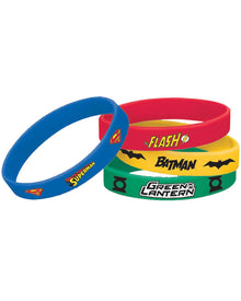 Justice League Rubber Wristband Favours Pack of 4