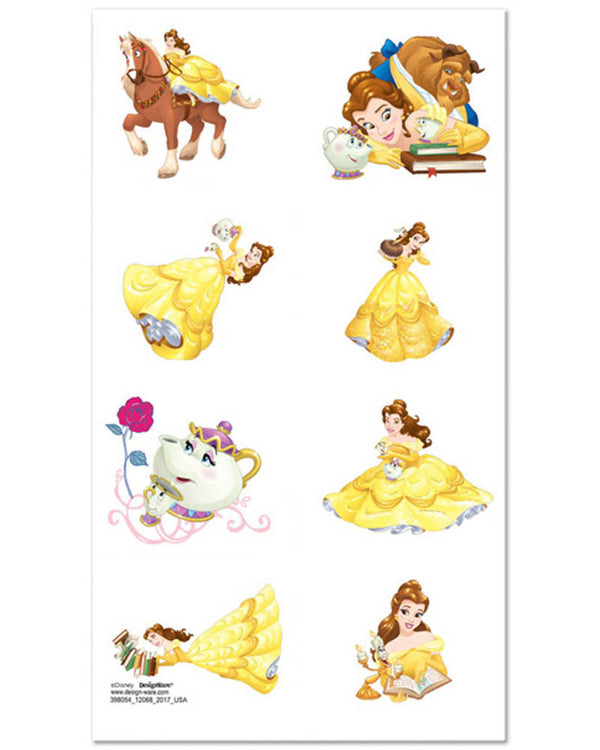 Disney Beauty and the Beast Temporary Tattoo Favours Pack of 8