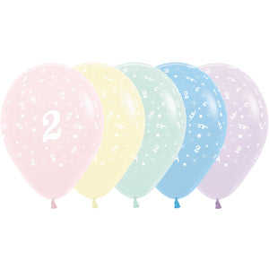 Sempertex 30cm Age 2 Pastel Matte Assorted Latex Balloons 25Pk