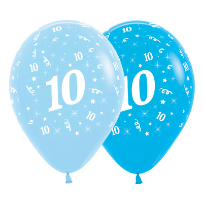 Sempertex 30cm Age 10 Fashion Blue & Royal Blue Latex Balloons, 6PK Pack of 6