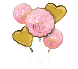 Bouquet Pink Baby Girl Oh Baby Pack of 5 Balloon