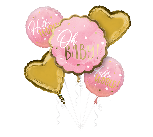 Bouquet Pink Baby Girl Oh Baby Pack of 5 Balloon