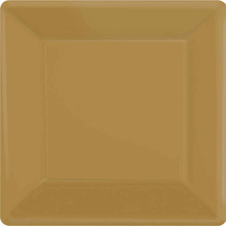 Paper Plates 17cm Square 20CT-Gold Pack of 20