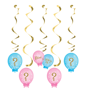Gender Reveal Balloons Dizzy Danglers Hanging Swirls Pack of 5