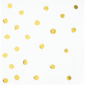 Touch of Colour White & Gold Foil Dots Beverage Napkins Pack of 16