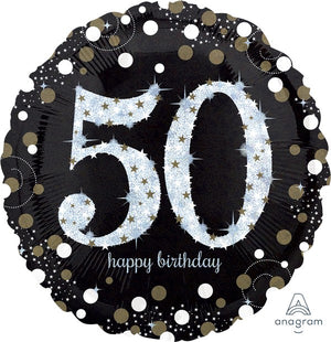 Jumbo Shape Holographic Sparkling Birthday 50 Balloon