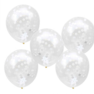 Rustic Country 30cm Latex Balloons & Confetti White Pack of 5