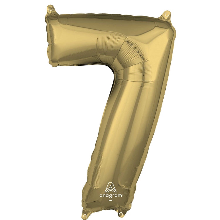 Mid-Size Shape White Gold Numeral 7 Balloon
