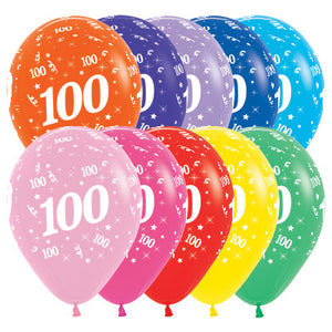 Sempertex 30cm Age 100 Fashion Assorted Latex Balloons Pack of 25