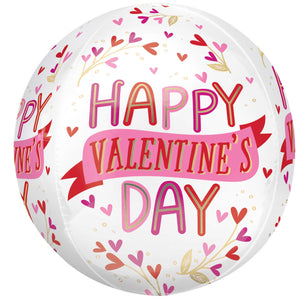 Orbz Happy Valentines Day Satin Botanical Balloon