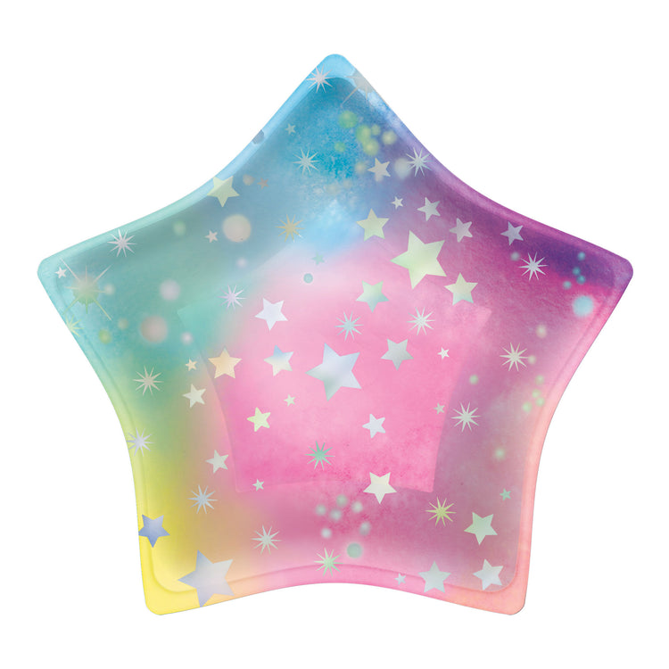 Luminous Birthday Iridescent 8in / 20cm Star Shaped Paper Plates Pack of 8