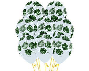 Leaves on White 30cm Latex Balloon Pack of 12