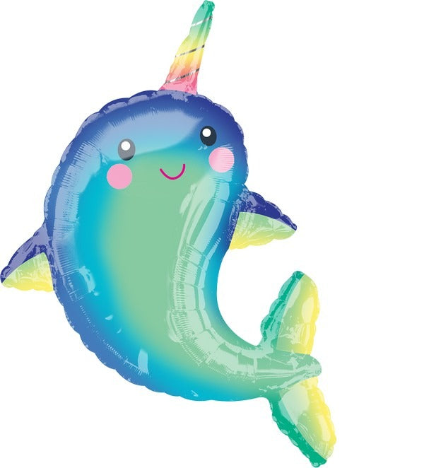 SuperShape XL Happy Narwhal Balloon