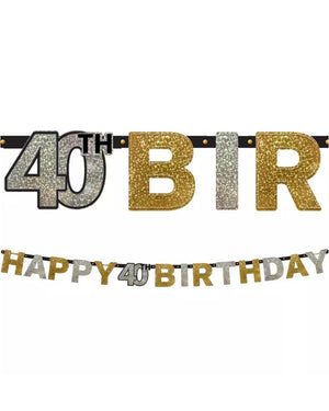 40th Sparkling Celebration Happy Birthday Banner