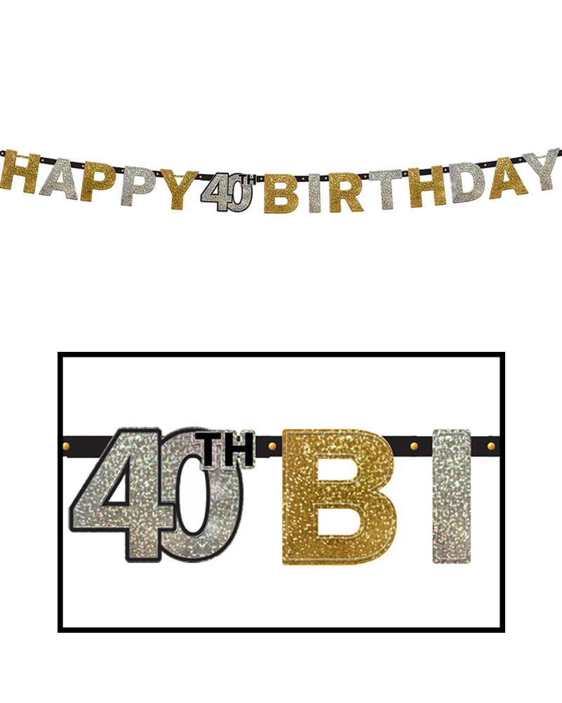 40th Sparkling Celebration Happy Birthday Banner