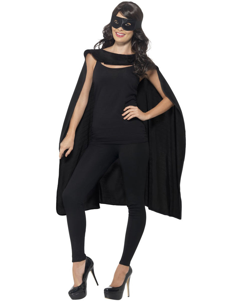 Black Adult Cape and Eye Mask Kit