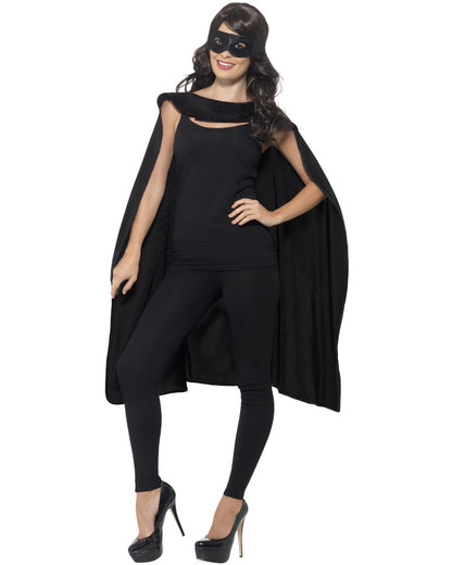 Black Adult Cape and Eye Mask Kit