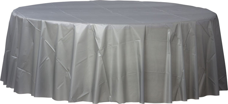 Silver Plastic Round Tablecover