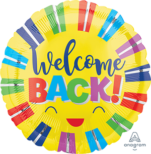 45cm Standard HX Welcome Back Colourful Stripes Balloon