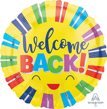 45cm Standard HX Welcome Back Colourful Stripes Balloon