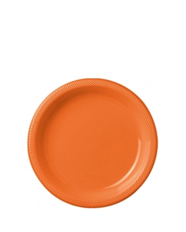 Orange 18cm Plastic Plates Pack of 20