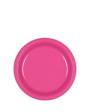 Bright Pink 18cm Plastic Plates Pack of 20