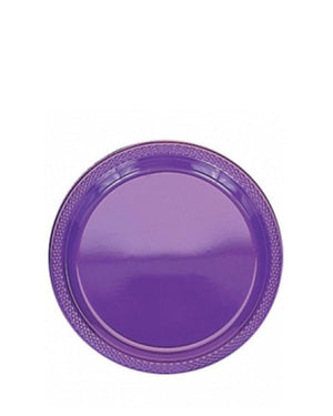 New Purple 18cm Plastic Plates Pack of 20