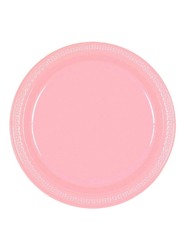 New Pink 23cm Plastic Plates Pack of 20