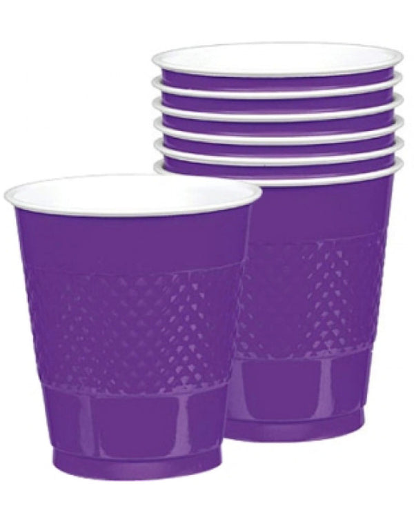 New Purple 355ml Plastic Cups Pack of 20