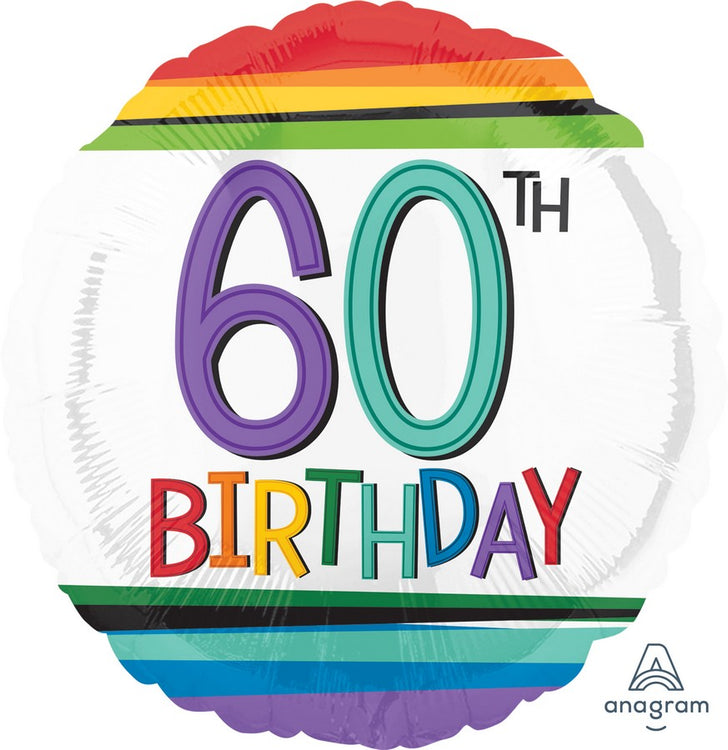 45cm Standard HX Rainbow Birthday 60 Balloon