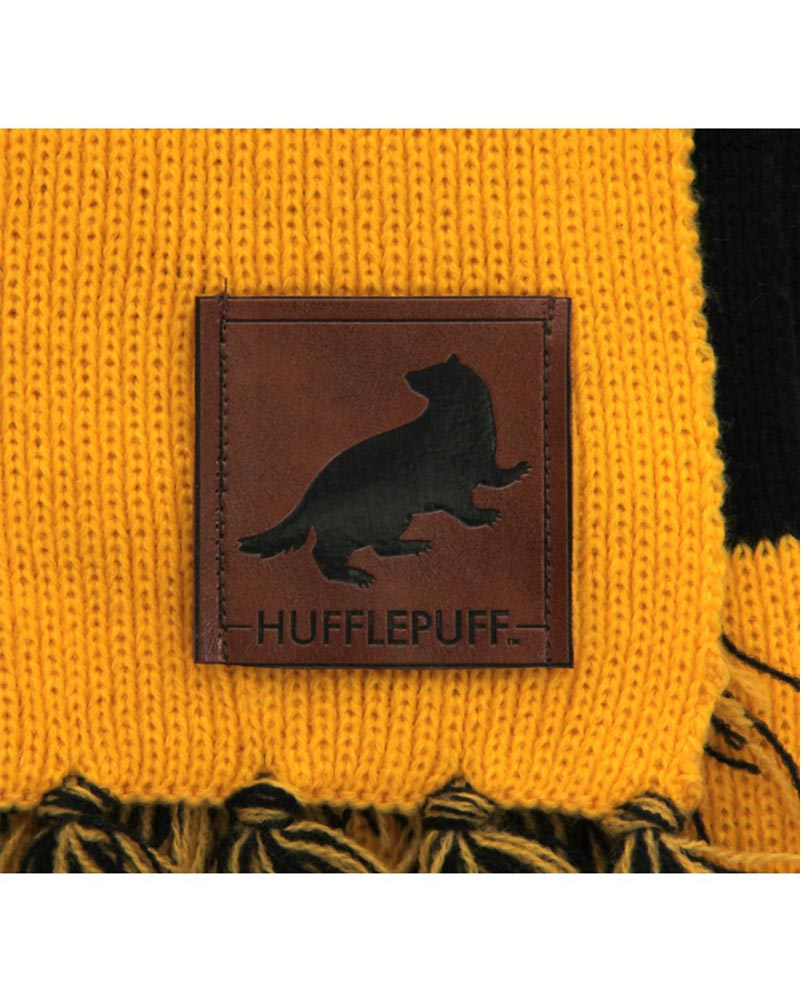 Harry Potter Hufflepuff Patch Striped Deluxe Scarf