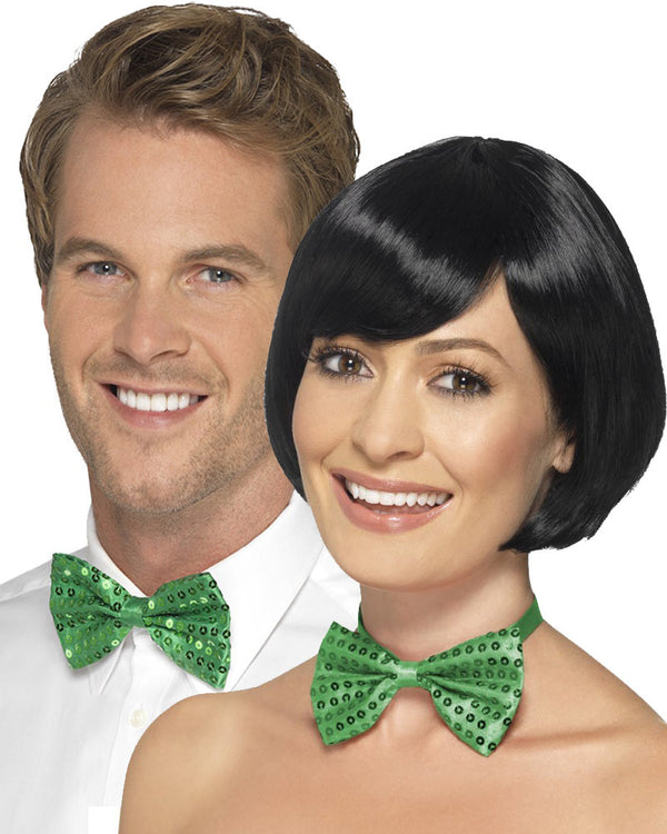 Christmas Green Sequin Bow Tie
