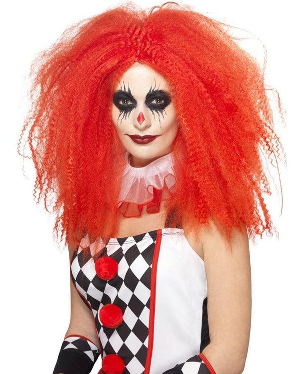 Crimped Clown Wig Red