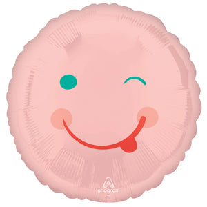 45cm Standard HX Pink Smiley Face Balloon