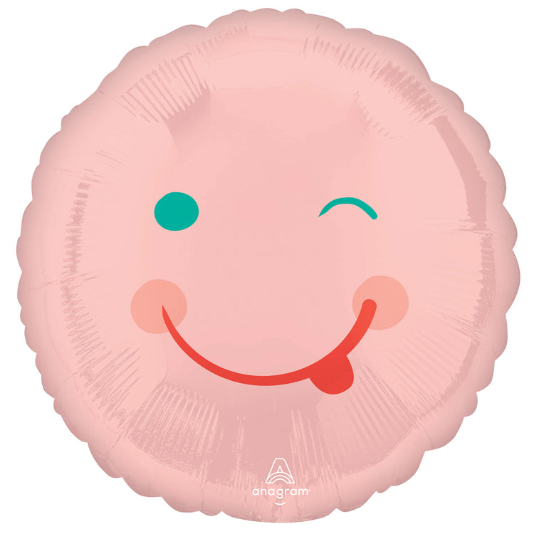45cm Standard HX Pink Smiley Face Balloon