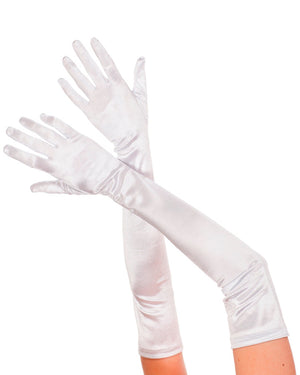 White Elbow Length Gloves