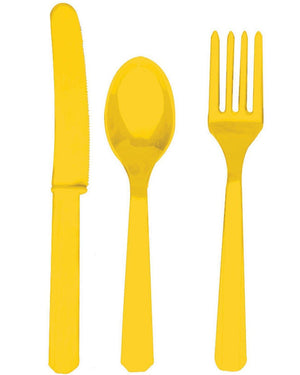 Sunshine Yellow Cutlery Set Pack of 24