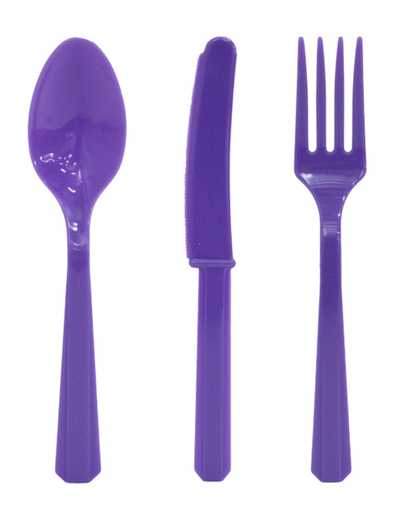 New Purple Cutlery Set Pack of 24