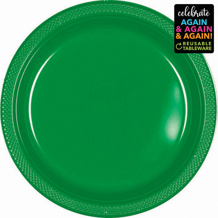 Festive Green Premium Plastic Plates 23cm 20 Pack